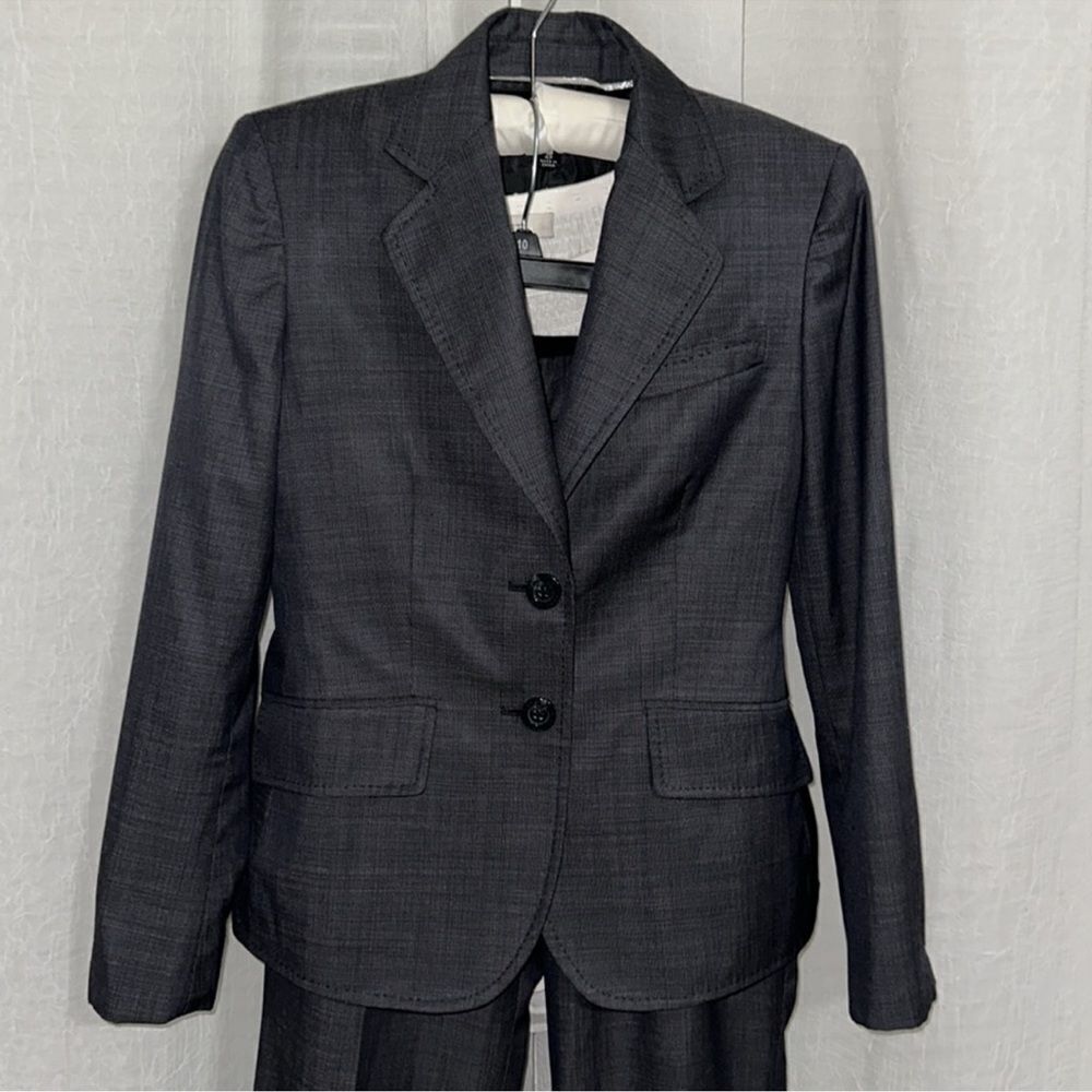 Anne Klein 4P Gray Wool Blend Proffesional Blazer Pant Suit - Picture 2 of 16